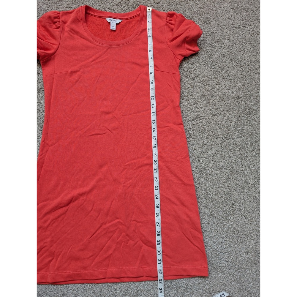 Nine West Dress Womens XS Coral Orange Short Puff Sleeve French Terry Knit Shift - Picture 5 of 12
